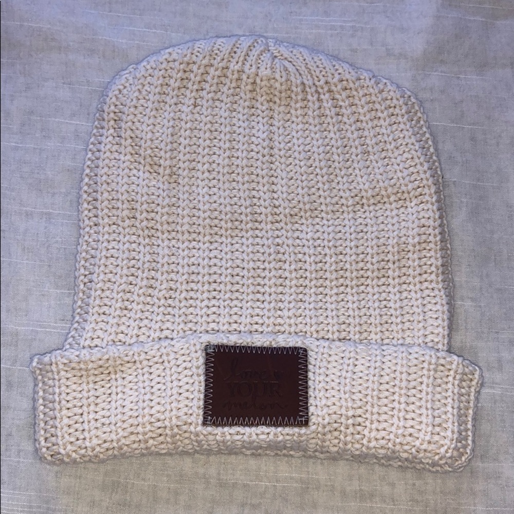LYM Cuffed Cream Slouchy Beanie